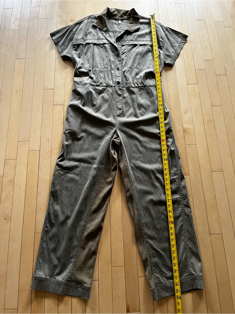 Free People Olive Utility Button-Front Jumpsuit